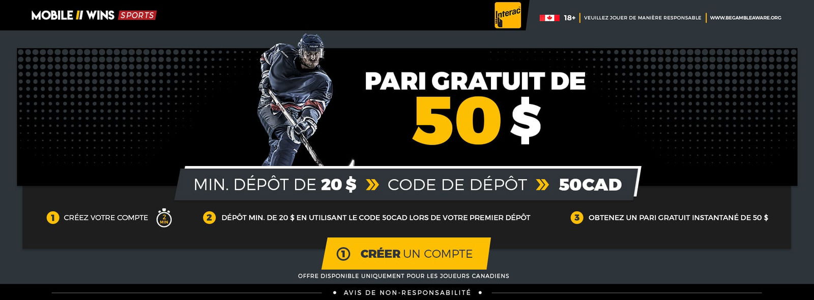 Promotion | Sports | fr_CA | $50 Free Bet