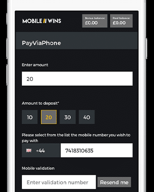 Mobile Wins | Screens | Deposit Method