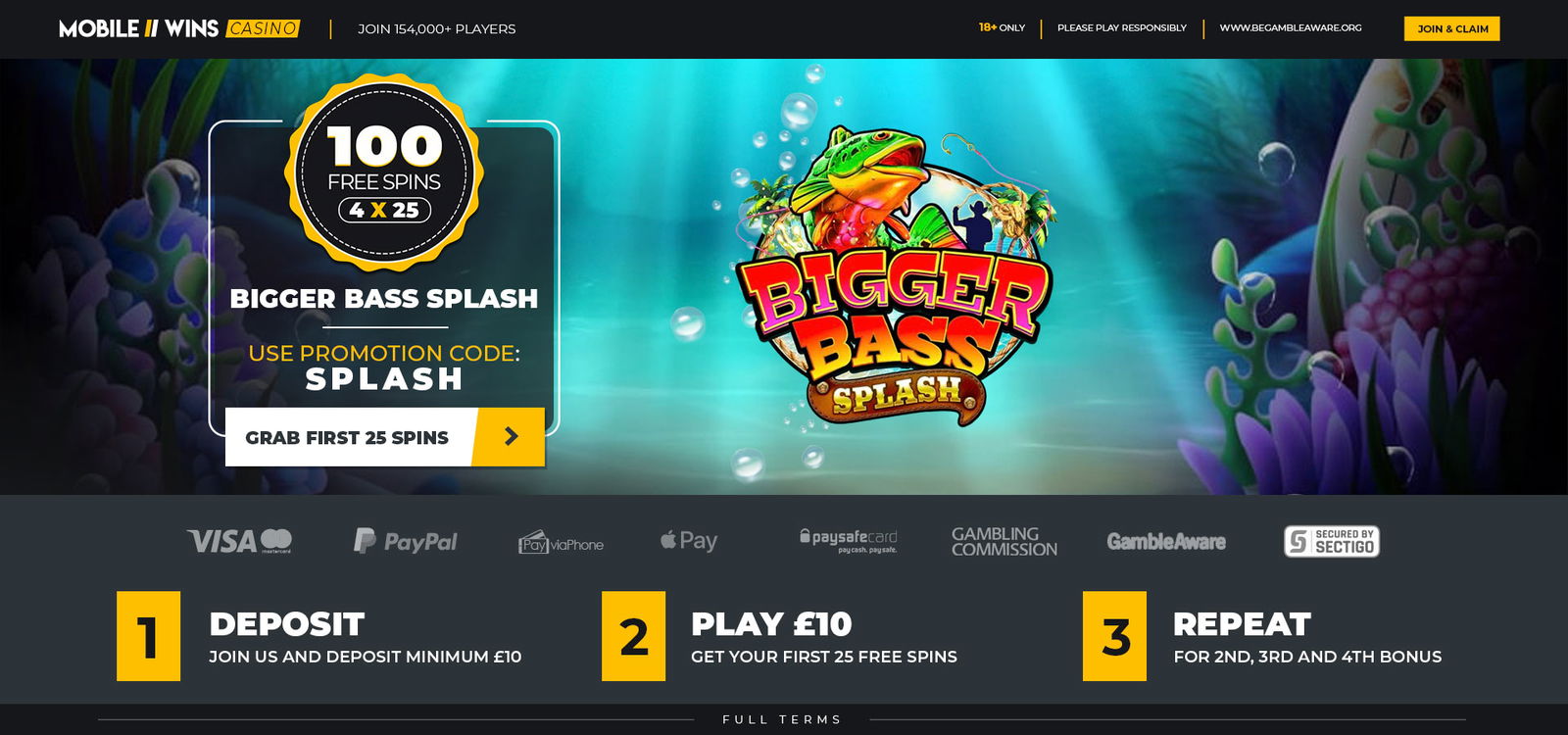 Casino | UK | 100 Free Spins | Big Bass Splash