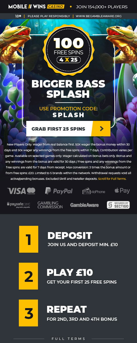 Casino | UK | 100 Free Spins | Big Bass Splash