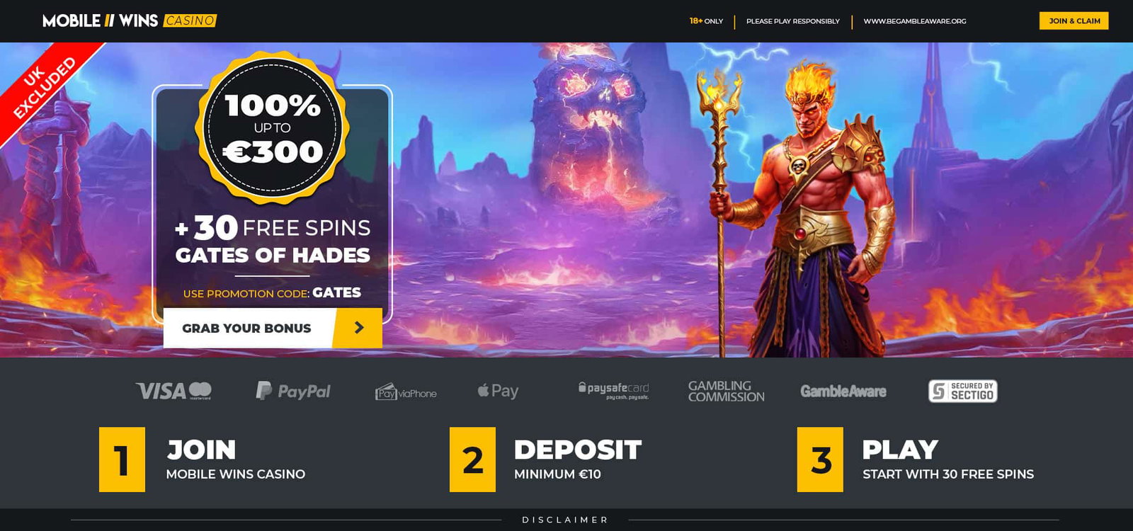 Casino | Welcome Offer | Gates of Hades | 100% up to €300 | MGA
