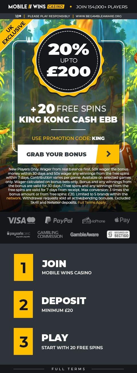 Casino | UK | 20% up to £200 + 20 FREE SPINS
