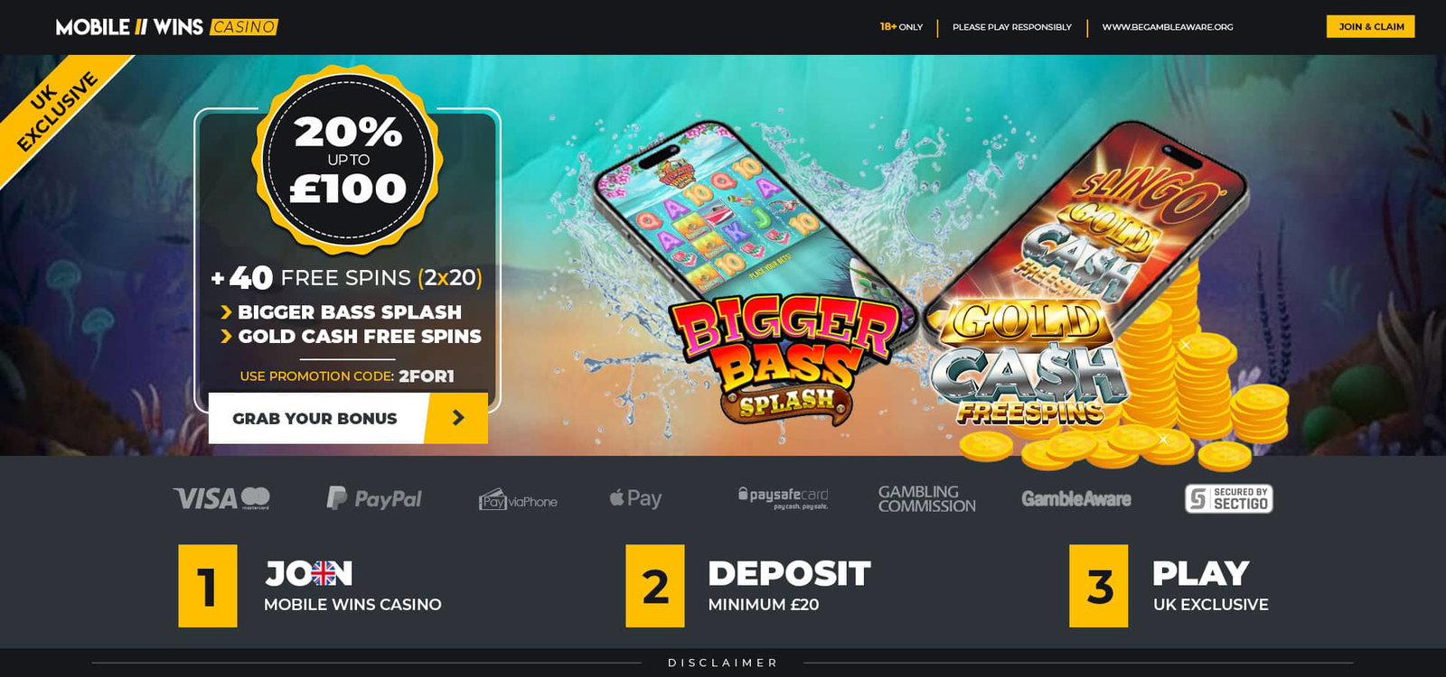 Casino | UK | 20% up to £100 + 40 free spins