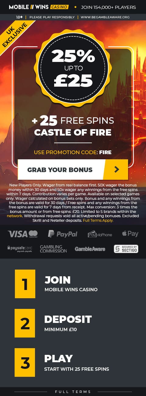 Promotion | Casino | uk | 25% up to £25 + 25 free spins