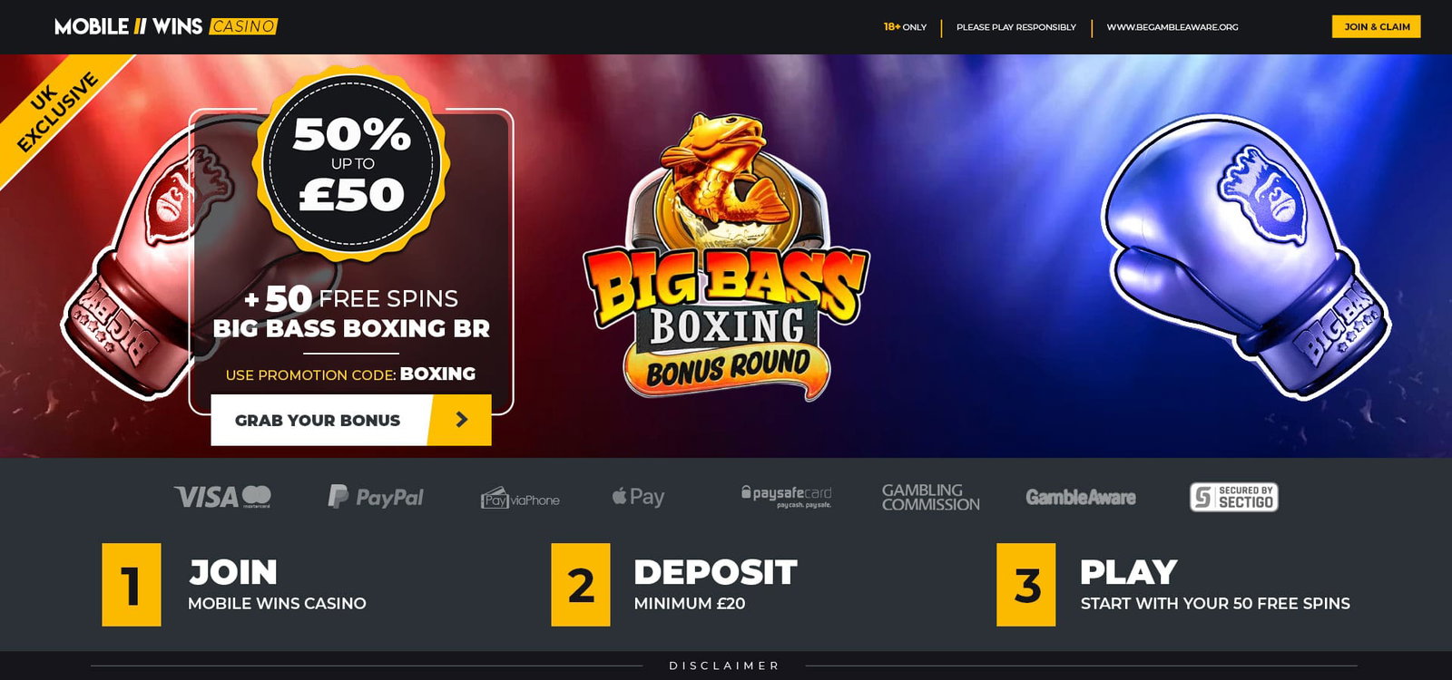 Casino | UK | 50% up to £50 + 50 Free Spins