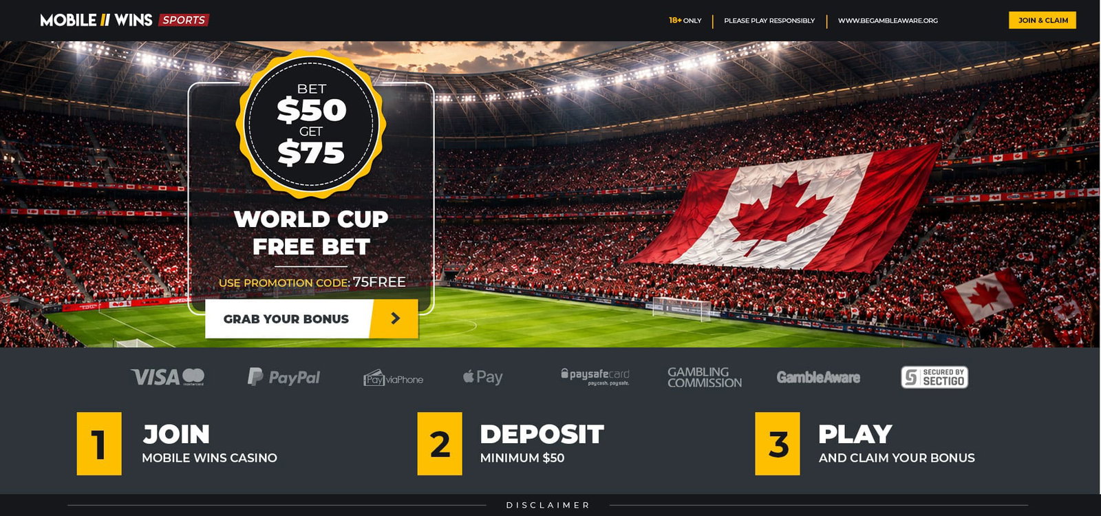 Promotion | Sport | CA | World Cup $50 Free Bet