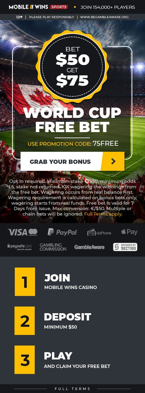 Promotion | Sport | CA | World Cup $50 Free Bet