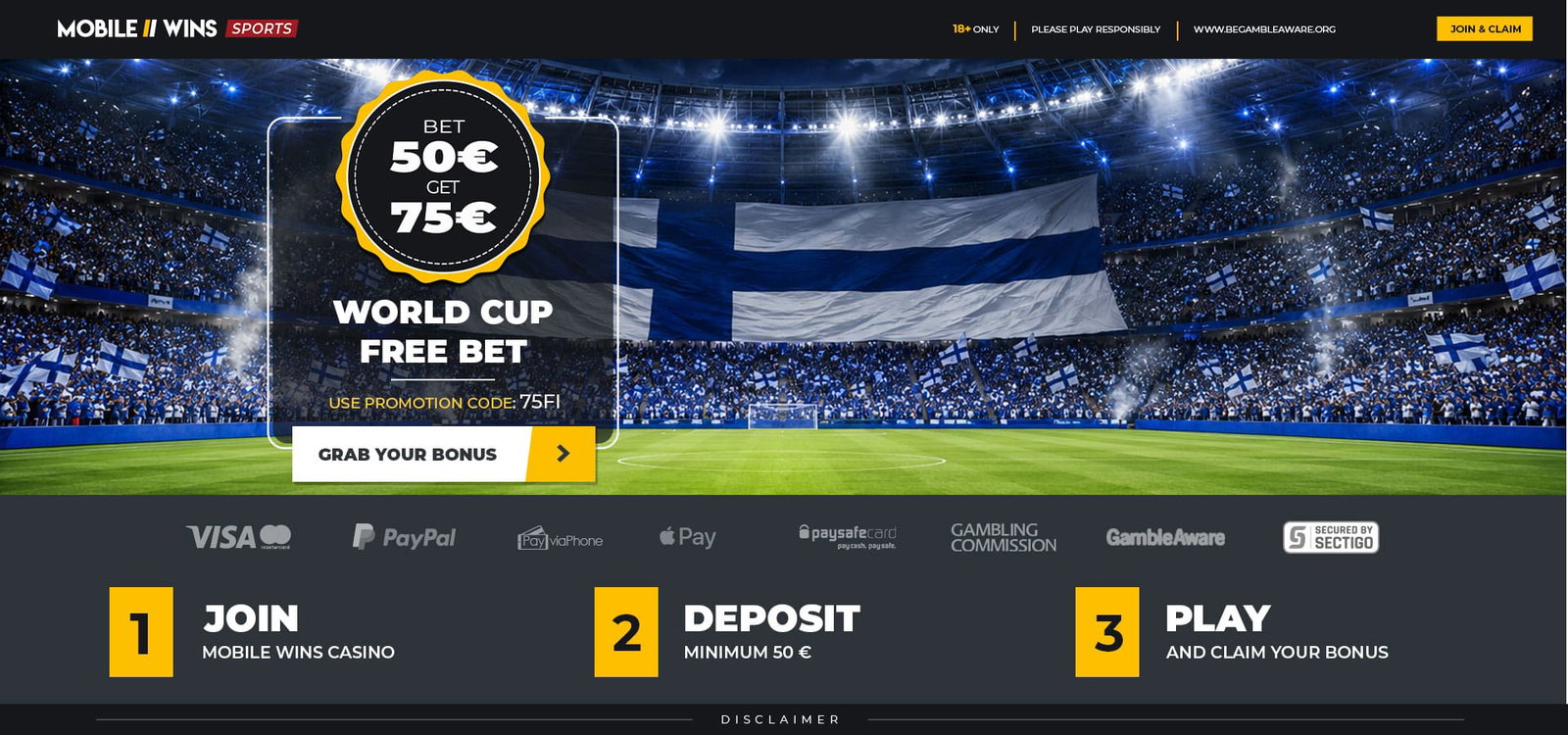 Promotion | Sport | FI | World Cup 50€ Free Bet