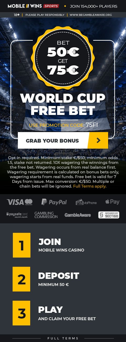 Promotion | Sport | FI | World Cup 50€ Free Bet