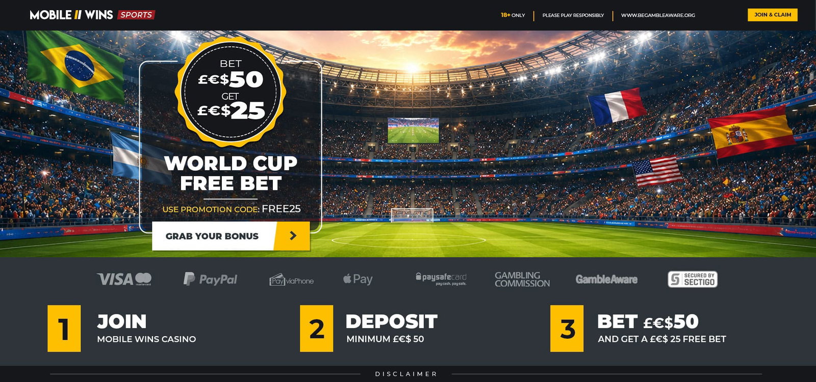 Promotion | Sport | MGA | World Cup £€$25 Free Bet
